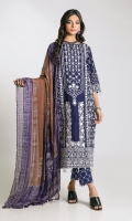 Cambric Front & Sleeve Schiffli Embroidered 2.0m Cambric Back 1.25m Chiffon Printed Dupatta 2.5m Shalwar 2.5m