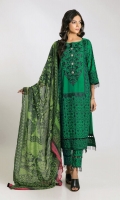 Cambric Front & Sleeve Schiffli Embroidered 2.0m Cambric Back 1.25m Chiffon Printed Dupatta 2.5m Shalwar 2.5m