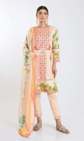 Front Lawn Print Embroidered 1.25m Back & Sleeve Lawn Printed 2.0m Chiffon Printed Dupatta 2.5m Shalwar 2.5m