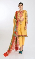 Front Lawn Print Embroidered 1.25m Back & Sleeve Lawn Printed 2.0m Chiffon Printed Dupatta 2.5m Shalwar 2.5m
