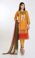 Front Lawn Printed 1.25m Back Lawn Printed 1.25m Sleeve Lawn Printed 0.5m Chiffon Print Embroidered Dupatta 2.5m Printed Shalwar 2.5m Embroidered Organza Patti