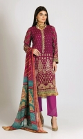 Embroidered Chiffon Shirt 3.0m Printed Chiffon Dupatta 2.5m Dyed Inner Fabric 2.5m Shalwar 2.5m Embroidered Organza Patt
