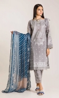Front Lawn Printed length 1.25m Back Lawn Printed length 1.25m Sleeve Lawn Print Embroidered length 0.5m Chiffon Printed Dupatta length 2.5m Embroidered Shalwar length 2.5m