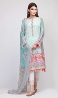 Front Lawn Print Embroidered 1.25m - Back Lawn Printed 1.25m - Sleeve Lawn Printed 1.0m - Chiffon Printed Dupatta 2.5m