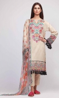 Front Lawn Print Embroidered 1.25m - Back Lawn Printed 1.25m - Sleeve Lawn Printed 0.75m - Chiffon Printed Dupatta 2.5m