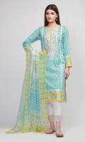 Front & Sleeve Lawn Print Embroidered 2.0m Back Lawn Printed 1.25m Chiffon Printed Dupatta 2.5m