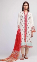 Front Lawn Prined 1.25m - Back Lawn Printed 1.25m - Sleeve Lawn Print Embroidered 1.0m - Chiffon Printed Dupatta 2.5m
