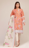 Front & Back Lawn Printed 2.5m Sleeve Lawn Print Embroidered 1.0m Lawn Printed Dupatta 2.5m