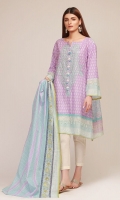 Front & Sleeve Lawn Print Embroidered 2.0m Back Lawn Printed 1.25m Lawn Printed Dupatta 2.5m