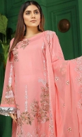 Embroidered Swiss Lawn Shirt Chiffon Printed Dupatta Dyed Trouser