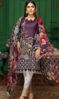 Embroidered Swiss Lawn Shirt Chiffon Printed Dupatta Dyed Trouser