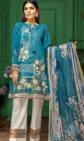 Embroidered Swiss Lawn Shirt Chiffon Printed Dupatta Dyed Trouser