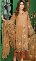 Embroidered Swiss Lawn Shirt Chiffon Printed Dupatta Dyed Trouser