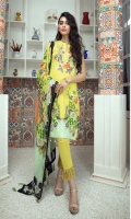 Digital Printed Luxury lawn shirt With Embroidered Chikankari Front With Heavy Embroidered Neck Dupatta Digital Chiffon Dyed Cambric Trouser