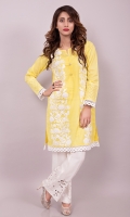 A fun summer shirt in a bright yellow /sky blue with white embroidery and crochet lace detailing, finished with pearl buttons. Pair with your white trousers or azzars, some kolapuri chappals and silver earnings and you are ready to rock!