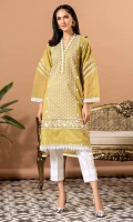 Olive colored chikan and lawn shirt with white embroidery, organza extensions and white laces.