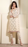 Cream colored chiffon shirt with miniature embroidery all over the front, and sleeves.