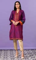 Deep purple cotton net shirt with embroidery all over in contrasting shades.