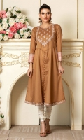 Gold striped cotton in that lovely earthy brown , with peach& dull copper accents and dori embroidery.