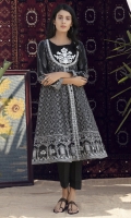 Black& white printed shirt in multi panels with embroidered front patti & insert on neckline with motif.