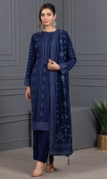 Dupatta:      Printed  01 Piece Shirt Front: Printed  01 Piece Shirt Back:  Printed  01 Piece Sleeves:       Printed  01 Piece Trouser:       Dyed     01 Piece
