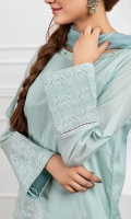 Chikankari A-symetric embroidered kurta , neck embellished with sheesha, straight sleeves.