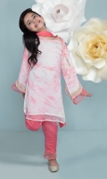 Pink and White Tie&Dye Girl Kameez, Pant and Dupata