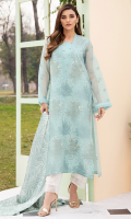 1 Piece Embroidered Front 1 Piece Embroidered Sleeves 1 Piece Embroidered Back 1 Piece Silk Dupatta