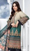 Printed Lawn Shirt Fabric 1 Piece Embroidered Sleeves Patch on Organza Printed Silk Dupatta (2.5 Meter)