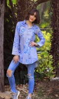 DIGITAL PRINTED SHIRT WITH PEARL EMBELLISHMENTS SHIRT COLLOR NECK CUFF SLEEVES ROUND HEIM EMBELLISHED WITH PEARLS