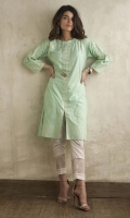 CHICKENKARI LAWN SHIRT STRAIGHT HEIM BOAT NECK STRAIGHT SLEEVES WITH LACE EMBELLISHMENT BUTTONS ON NECKLINE