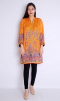 PRINTED FRONT BACK FULL LENGTH SLEEVES EMBROIDERED NECK AND SLEEVES STRAIGHT HEIM