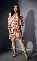 PRINTED SHIRT  HIGH NECK FULL LENGTH STRAIGHT SLEEVES FRONT OPEN PRINTED BACK 