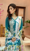 Digital Printed Lawn Shirt With Embroidered Neck Digital Printed With Embroidered Cutwork Cheifly Chiffon Dupatta Dyed Cambric Trouser
