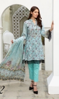 Digital Print Embroidered Lawn Digital Lawn Dupatta Plain Trouser