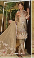 3 piece karandi fornt Embroided bamber chiffon Embroided dupatta