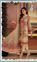 3 piece karandi fornt Embroided bamber chiffon Embroided dupatta