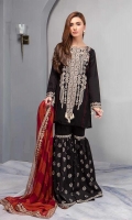 Shirt With Tribal Inspired Embroidery Shirt Paired With Embroidered Gharara And Tie N Dye Chiffon Dupatta