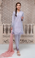 3 Piece Embroidered lawn shirt  Finished with tassels Cotton embroidered trouser Chiffon dupatta,