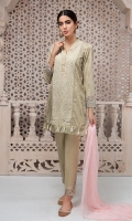 3 Piece Embroidered lawn shirt  Finished with tassels Cotton embroidered trouser Chiffon dupatta.