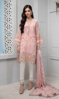 3 pieces Shirt,Trouser and Dupatta Organza jacquard embroidered shirt Embroidered sleeves Embellished neckline Raw silk under shirt Jacquard trouser Chiffon fully embroidered dupatta