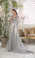 Embroidered net saree fall Embroidered chiffon saree pallu with diamantes spray Embroidered organza pallu Embroidered organza pallu lace Embroidered organza blouse front with hand embellishments Embroidered organza sleeves Dyed organza blouse back Cotton satin blouse inner and peti coat