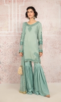 Shirt fabric: jacquard Trouser fabric: Linen Dupatta fabric: Net