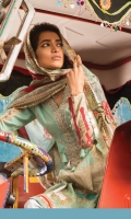 2Piece Printed shirt 3.15m  Printed silk dupatta 2.5m  Embroidered neckline patti 1m Embroidered neck motif 1 piece