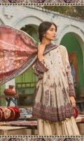 3 Piece with silk dupatta  Printed shirt 3.15m  Cambric dyed trouser 2m  Silk printed dupatta 2.5m  Embroidered neckline 1 piece