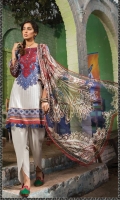 2Piece  Printed shirt 3.15m  Printed chiffon dupatta 2.5m Embroidered neckline 1piece
