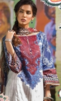 2Piece  Printed shirt 3.15m  Printed chiffon dupatta 2.5m Embroidered neckline 1piece