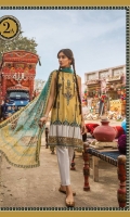 2 Piece  Printed shirt 3.15m Printed chiffon dupatta 2.5m Embroidered ghera patti 1m