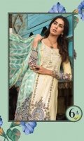 2 Piece  Printed shirt 3.15m Printed chiffon dupatta 2.5m Embroidered neckline 1piece Embroidered ghera patti 1m