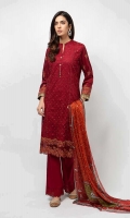 3 Piece Shirt, Trouser and Dupatta Embroidered paneled lawn shirt Embroidered cotton pants Printed silk dupatta